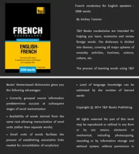 French Vocabulary for English Speakers – 3000 words